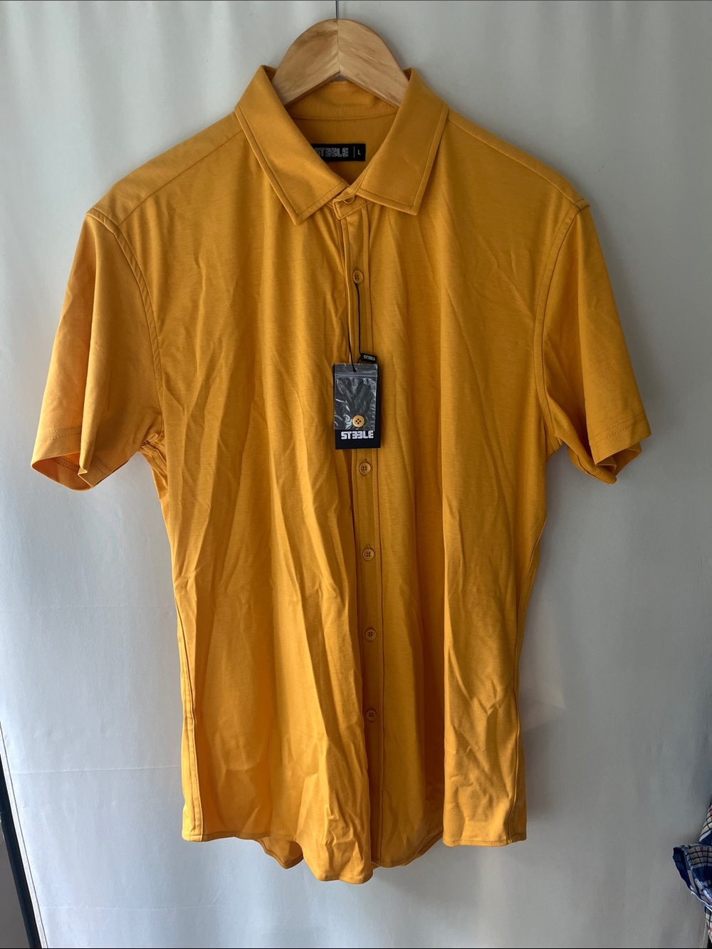 STABLE Men's Short Sleeve Button-Down Shirt in Mustard